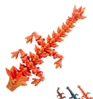 Obrázek produktu pro Dekorační figurka 3D drak – 10 cm | Fantasy sběratelská soška – Červeno-zlatá