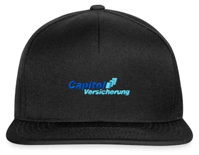 Produktbild von Spreadshirt Stromberg Gesticktes Logo Der Capitol Versicherung Snapback Cap, One size, Schwarz/Schwarz