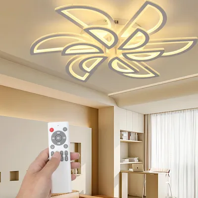 Produktbild von Oyajia 75W LED Deckenleuchte Weiß Acryl Deckenlampe 69cm, Dimmbar mit Fernbedienung, Für Wohnzimmer Schlafzimmer Küche