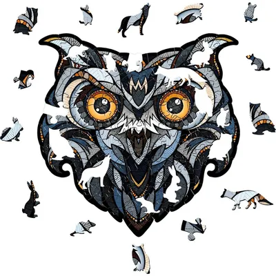 Eco Wood Art (EWA), Holz LegPuzzle Eagle-Owl, Size L, 3489, 38,4x38,8x0,4cm