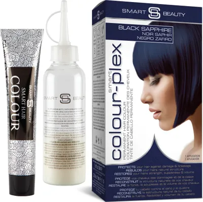 Produktbild von Smart Beauty permanentes blauschwarzes Haarfärbemittel mit Plex Anti-Haarbruch-Technologie, 100 % Grauhaarabdeckung vegan, ohne Tierversuche