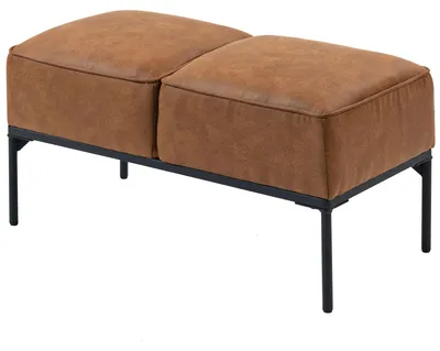 Produktbild von Moderner Hocker aus Kunstleder mit dick gepolsterter Sitzfl?che und Stahlbeinen, 80 x 40 x 46 cm, Braun