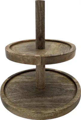 Produktbild von Mango Holz Etagere mit 2 Ebenen - ca. Ø 25 cm x 26 cm