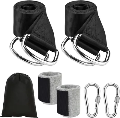 Produktbild von Hängematten-Zubehör 800 kg Baumschaukelbefestigung, Outdoor-Trapezschaukel-Hängematten-Hängesesselaufhängung, 150 cm x 5 cm Gurte mit Karabinern, D-Ri