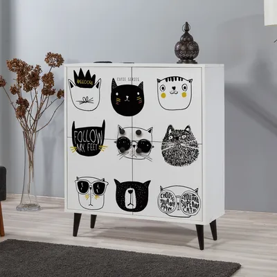 Produktbild von Skye Decor, Multilüx Cats, Schränke, Mehrzweckschrank, Weiß, 95 x 111 x 36 cm