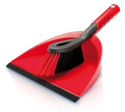 Immagine prodotto di Set per spazzare Vileda, pala e scopa, colore rosso