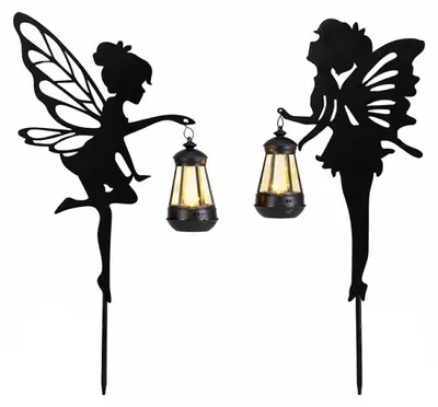 Obrázek produktu pro Verk 12398 Solární zahradní lampy se senzorem soumraku, víla s lucernou, 2 ks