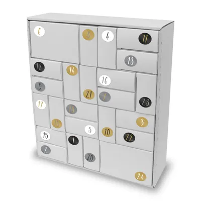 Produktbild von itenga SET Adventskalender zum Füllen Quader Mix (weiß) + Sticker Z52