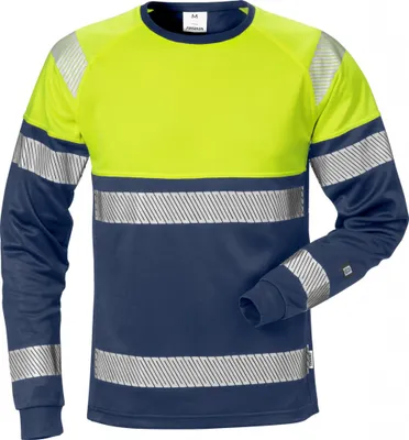 Produktbild von Fristads High Vis T-Shirt Langarm Kl. 1 7519 THV 129513, Farbe:warnschutz-gelb/marine, Größe:L