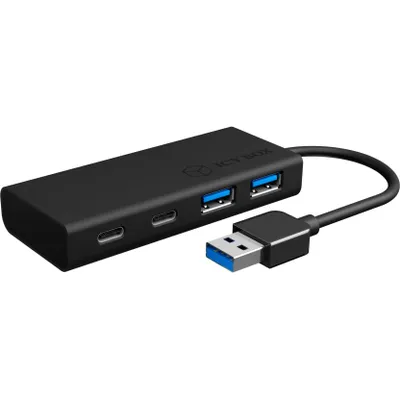 Produktbild von ICY BOX IB-HUB1426-U3, USB 3.2 Gen 1 Hub Type-A zu 2x Type-C® und 2x Type-A USB Anschlüssen, USB 3.2 Gen 1 (3.1 Gen 1) Type-A, USB 3.2 Gen 1 (3.1 Gen 1) Type-A, USB 3.2 Gen 1 (3.1 Gen 1) Type-C, 5000 Mbit/s, Schwarz, Aluminium, Kunststoff, 0,1 m