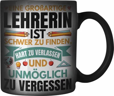 Produktbild von Trendation - Lehrerin Abschiedsgeschenk Farbwechsel Zauber-Tasse Geschenk zum Abschied Klassenlehrerin Beste Lehrerin Geschenkidee Dankeschön (Schwarz)