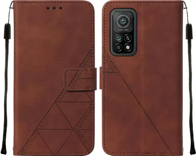 Produktbild von Xiaomi Poco M3 Pro 5G Hülle, Schlank Prägung Flip Leder Kartenfächer Schutzhülle mit Ständer für Xiaomi Redmi Note 10 5G / Poco M3 Pro 5G Braun
