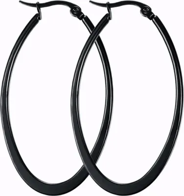 Produktbild von Creolen oval: Ohrringe aus Edelstahl Schwarz