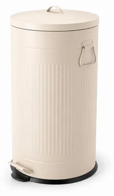 Zdjęcie produktu dla Koszyk na śmieci Relaxdays, 40 litrów, do kuchni, z wyjmowanym wewnętrznym pojemnikiem, pedałem nożnym, miękkim domykaniem, metalowy, retro, kolor beżowy, Obraz wygenerowany przez AI
