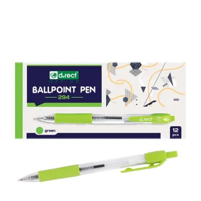 Produktbild von D.RECT 294 Kugelschreiber mit ergonomischer gummierte Griff für Büro und Haushalt Strichstärke 0,7mm 12 Stück Grün