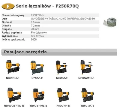 Zdjęcie produktu dla Gwoździe do gwoździarki Bostitch F 2,50-70 R Q 9m