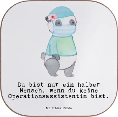 Produktbild von Mr. & Mrs. Panda Flaschenuntersetzer Operationsassistentin Herz - Weiß - Geschenk, OTA, Tassen Untersetzer, Lustig, Coaster, Gläser, gläseruntersetzer, Witzig, Spruch