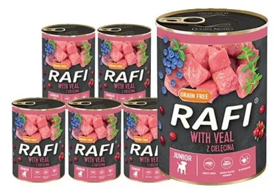Produktbild von Rafi Nassfutter für Junghunde mit Kalbfleisch Dose Set 12 x 400 g