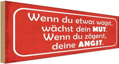 Produktbild von vianmo Holzschild 10x27 cm wenn du etwas wagst wächst Mut Dekoration