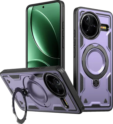 Image de Étui double couche pour Xiaomi Poco F7 Pro/Redmi K80, étui de protection magnétique avec anneau et support Violet