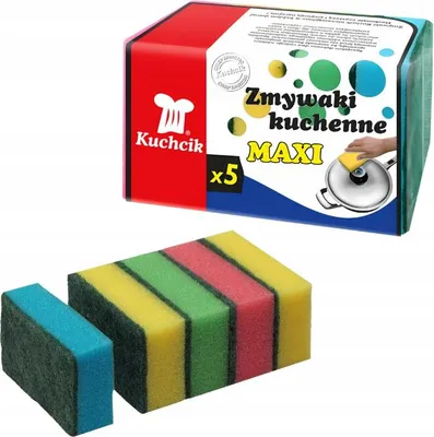 Zdjęcie produktu dla Zmywaki kuchenny gąbka maxi kolorowe 5szt Kuchcik