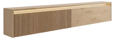 Produktbild von Modernes TV-Lowboard 170 cm LUMI IV Artisan Eiche - Hängender, geriffelter Fernsehschrank mit LED-Beleuchtung & Push-to-Open