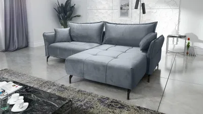 Produktbild von Ecksofa Schlafsofa Sofa VICTORIA Stoff Element Grau Ottomane Rechts