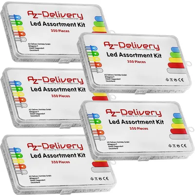 Zdjęcie produktu dla AZ-Delivery Zestawy i komponenty Zestaw diod LED, 350 sztuk, 3 mm i 5 mm, 5 kolorów, 5 zestawów