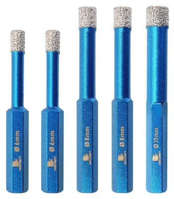 Obrázok produktu pre Sada 5 diamantových vrtákov určených na vŕtanie do keramiky a kameňa