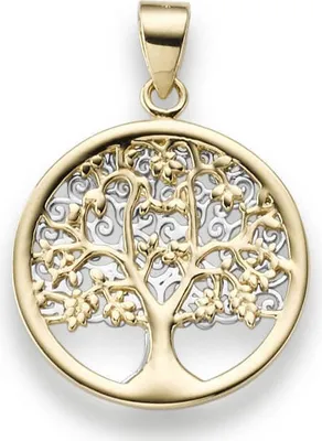 Produktbild von Anhänger Amulett Lebensbaum 585 Gold gelb/weiß bicolor 25x18mm nach Motiv von Gustav Klimt