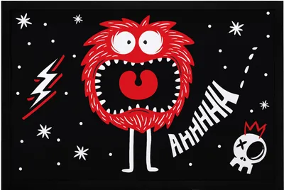 Produktbild von Fußmatte kleines Monster Halloween Accessoires Deko Eingangsbereich rutschfest & waschbar Moonworks® schwarz 60x40cm