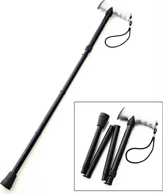 Produktbild von Gehstock Faltbar Aluminium Höhenverstellbar 83-93 cm Gehstütze Schwarz Spazierstock Gehhilfe mit Gelgriff Wanderstock