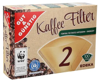 Kaffeefilter Größe 2, 100 Stück, ungebleicht, feinporig