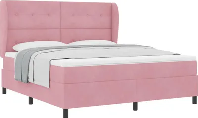 Obrázok produktu pre Posteľ s pružinovým rámom s matracmi Ružová 200 x 180 cm Zamat