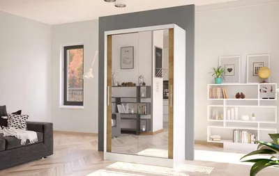 Produktbild von Moderner Kleiderschrank BRUNO 7 – Breite 100 cm, Weiß / Artisan-Eiche