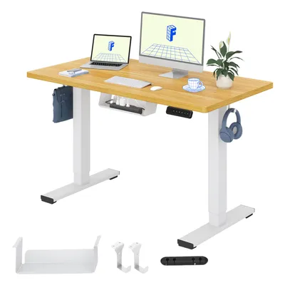 Immagine prodotto di FLEXISPOT EN1 Scrivania regolabile in altezza 120x60 cm con azionamento elettrico, piano unico, sistema di gestione dei cavi e ganci, 4 impostazioni memorizzabili (acero)