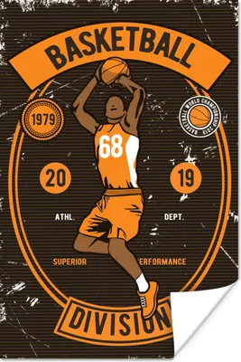Produktbild von MuchoWow® Poster Mannshöhle - Basketball - Weinlese 80x120 cm - Papierdruck