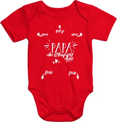 Produktbild von Baby Body mit Aufdruck Papa du schaffst das Baumwolle kurzarm Junge Mädchen Moonworks® 0-3 Monate