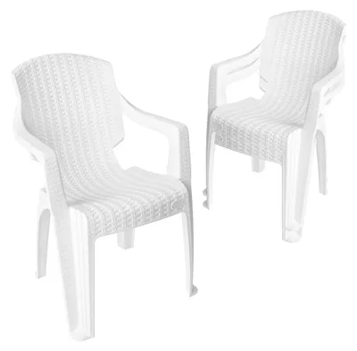 Produktbild von Garronda 3 Stk. Gartenstühle stapelbar Rattan-Optik GD-0254 Weiß