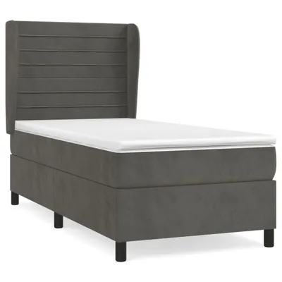 Immagine prodotto di vidaXL Letto a molle con materasso grigio scuro 90x190 cm in velluto