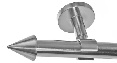 Produktbild von Edelstahl Look Gardinenstange 20mm Deckenträger 1-läufig Spitze, Länge wählbar D31 E31 R