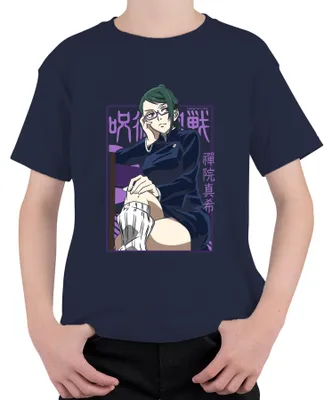 Productafbeelding van Maki Zenin Jujutsu Kaisen anime-stijl bril, cadeau voor een vechter, uni kinder T-shirt, marineblauw, maat 140