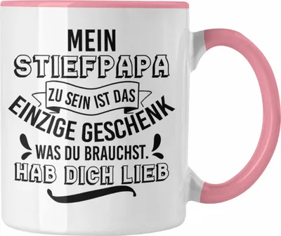 Produktbild von Trendation - Stiefpapa Tasse Spruch Geschenk Lustige Sprüche Stiefvater Geschenk Geburtstag Geburtstagsgeschenk (Rosa)