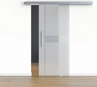 Produktbild von Pertura Glasschiebetür Komplettset Glera Linear 1025x2175 mm inkl.Beschlag Selir Aluminium Edelstahloptik,Stangengriff