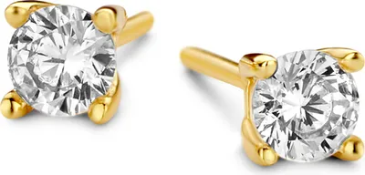 Produktbild von New Bling 9NB-0738 Silberne Ohrstecker - Damen - Zirkonia - 3 mm Durchmesser - Weiß - Silber - vergoldet (vergoldet/Gold auf Silber)