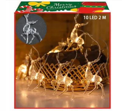 Immagine prodotto di Ghirlanda natalizia decorativa con renne lampade 10 LED tenda renne batterie