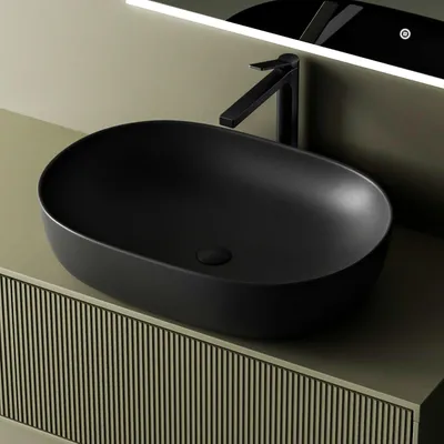 Immagine prodotto di Lavabo da appoggio ovale EMKE, 60 x 41,5 cm, nero opaco