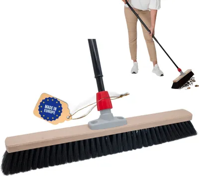 Image de Novaliv Grand balai Balai de salle 60 cm avec manche télescopique poils poils synthétiques balai fin avec manche balai d'atelier balai d'atelier balai industriel balai de maison balai de chambre balai de cheveux grand balai