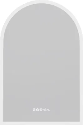 Image de Miroir arqué avec éclairage - Miroir de salle de bain et de maquillage - Lumière variable avec fonction de dégivrage - 60x90cm - Montage mural - Mat Blanc