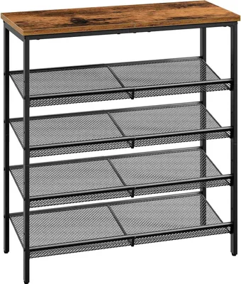 Obrázok produktu pre Stojan na topánky HOOBRO 5-stupňový nastaviteľný vintage hnedo-čierny 75x30x81 cm